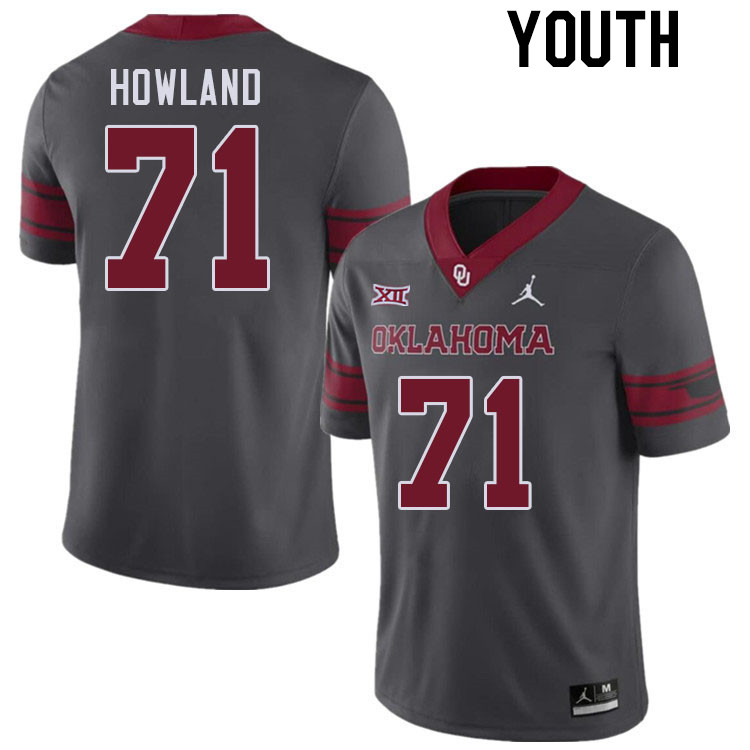 Youth #71 Logan Howland Oklahoma Sooners College Football Jerseys Stitched Sale-Charcoal - Click Image to Close